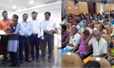 தேனி மாவட்ட ஆட்சியர் அலுவலக கூட்டரங்கில், மாவட்ட நிர்வாகம் மற்றும் முன்னோடி வங்கி சார்பில் கல்லூரியில் படிக்கும் மாணவர்களுக்காக  நடைபெற்ற மாபெரும் கல்விக் கடன் முகாம்.