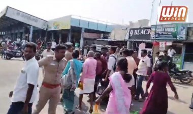 தாராபுரத்தில் பேருந்து இல்லை என போராட்டத்தில் ஈடுபட்ட இளைஞரை சரமாரியாக தாக்கிய போலீசார்.